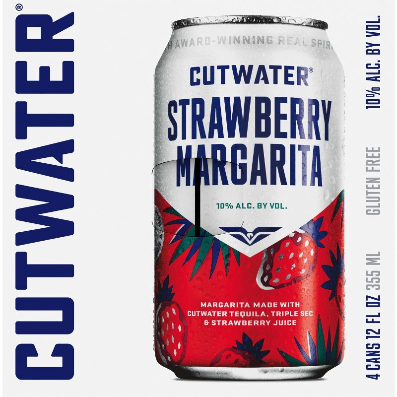 slide 5 of 13, Cutwater Spirits Cutwater Strawberry Margarita Cocktail - 4pk/355ml Cans, 4 ct; 355 ml