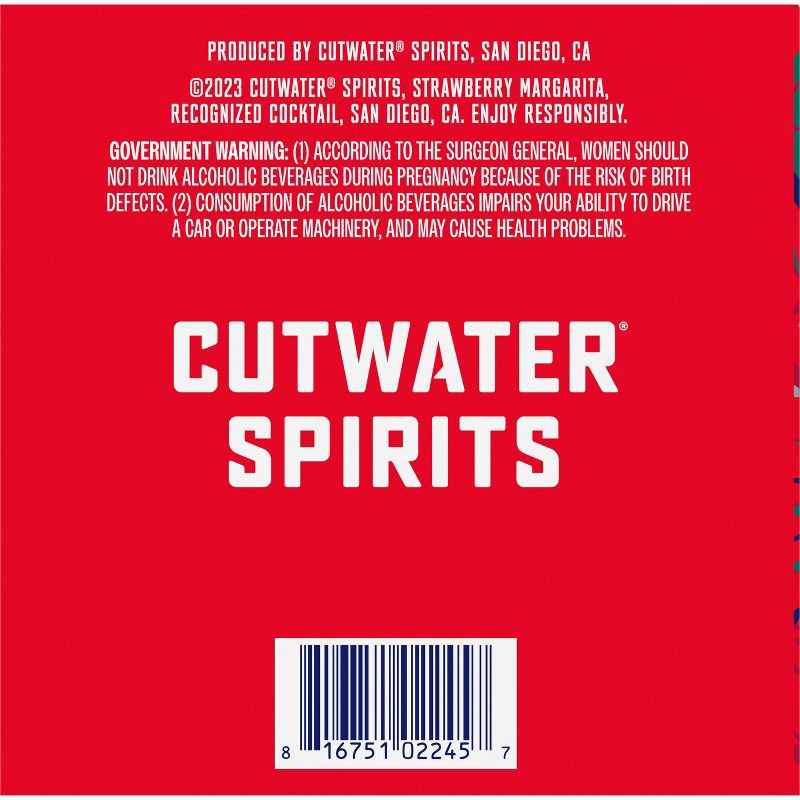 slide 9 of 13, Cutwater Spirits Cutwater Strawberry Margarita Cocktail - 4pk/355ml Cans, 4 ct; 355 ml