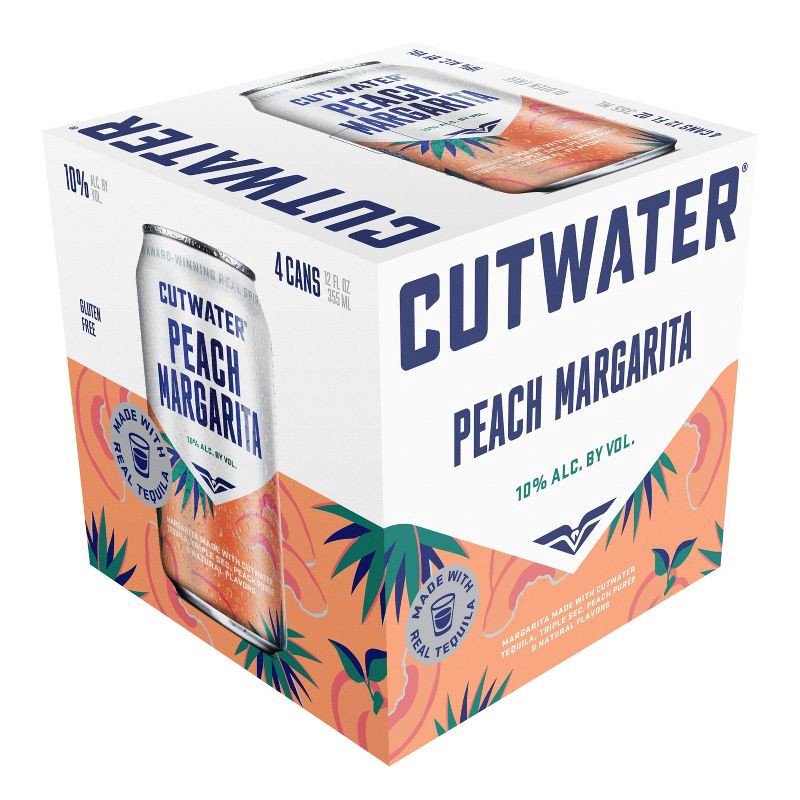 slide 2 of 10, Cutwater Spirits Cutwater Peach Margarita Cocktail - 4pk/355ml Cans, 4 ct; 355 ml