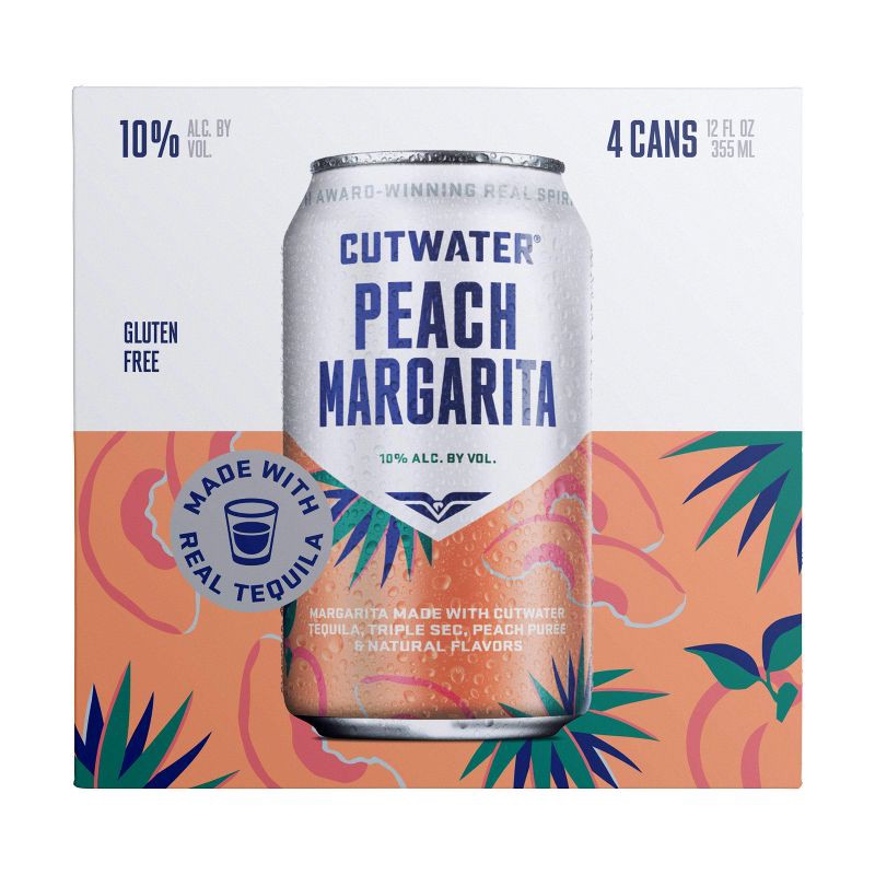 slide 7 of 10, Cutwater Spirits Cutwater Peach Margarita Cocktail - 4pk/355ml Cans, 4 ct; 355 ml