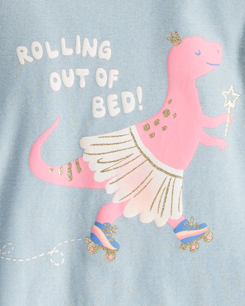 slide 2 of 3, Carter's Carters Baby Girl Dinosaur Print 100% Cotton Long-Sleeve 4-Piece Pajamas - Blue/White Blue/Ivory 9M, 4 pc