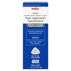 Meijer Minoxidil Topical Aerosol, 5 Percent (Foam) Hair Regrowth Treatment For Men, 2.11 Oz