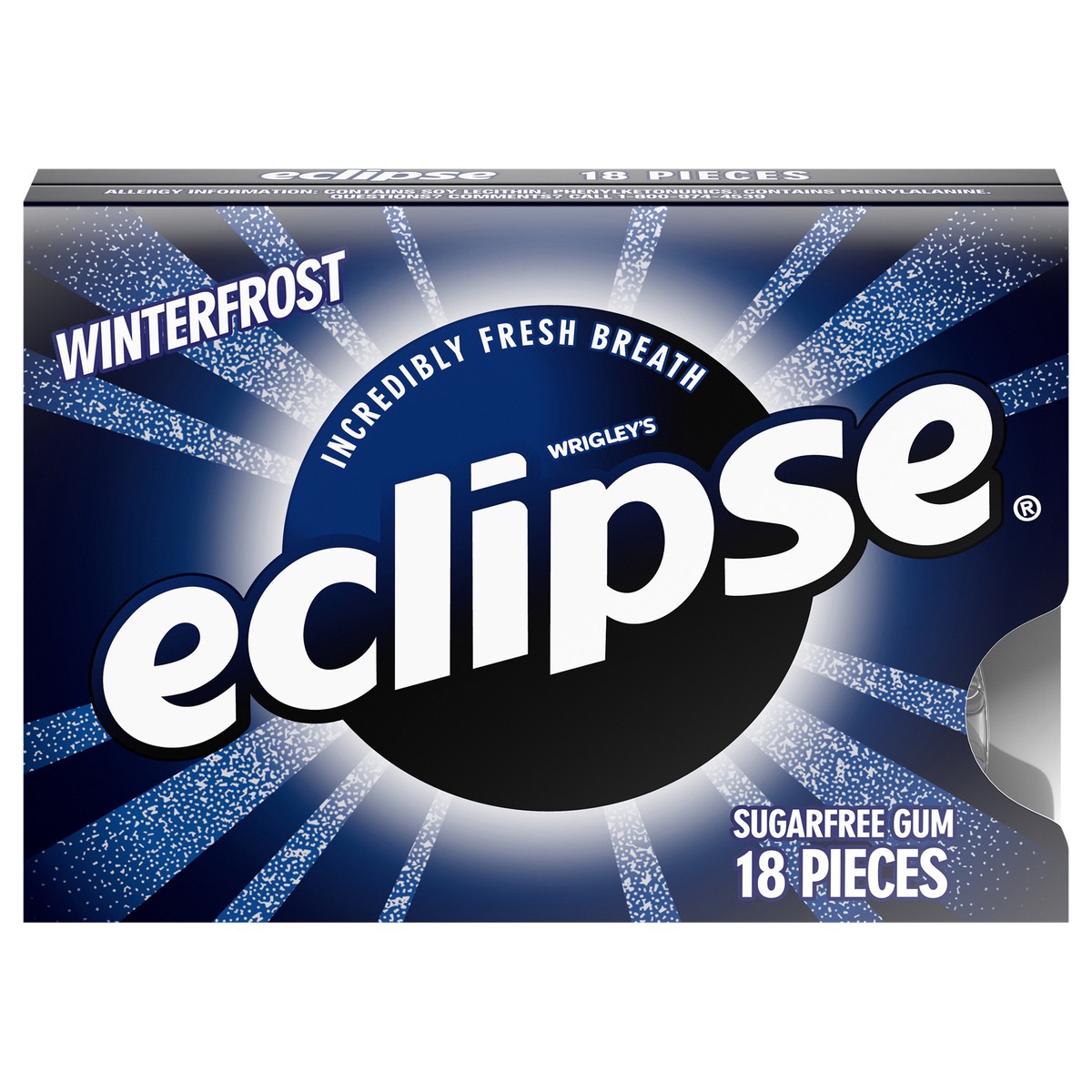 slide 1 of 6, ECLIPSE Winterfrost Sugar Free Chewing Gum, Single Pack, 18 Piece, 18 ct