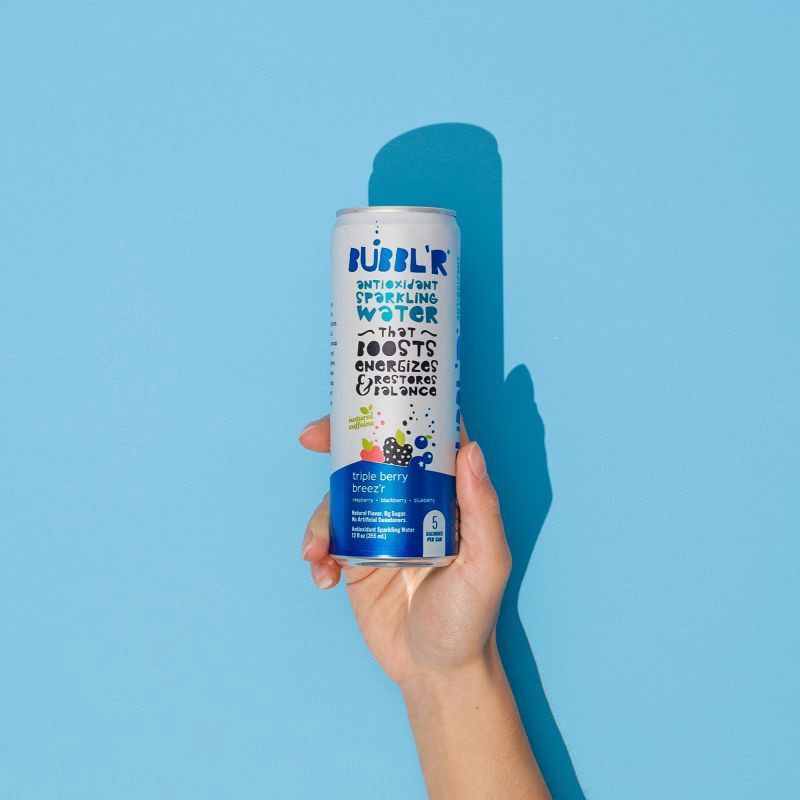 slide 3 of 5, BUBBL'R Triple Berry Breez'r Antioxidant Sparkling Water - 6pk/12 fl oz Can, 6 ct; 12 fl oz