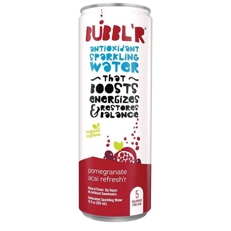 slide 2 of 5, BUBBL'R Pomegranate Acai Refresh'r Antioxidant Sparkling Water - 6pk/12 fl oz Can, 6 ct; 12 fl oz