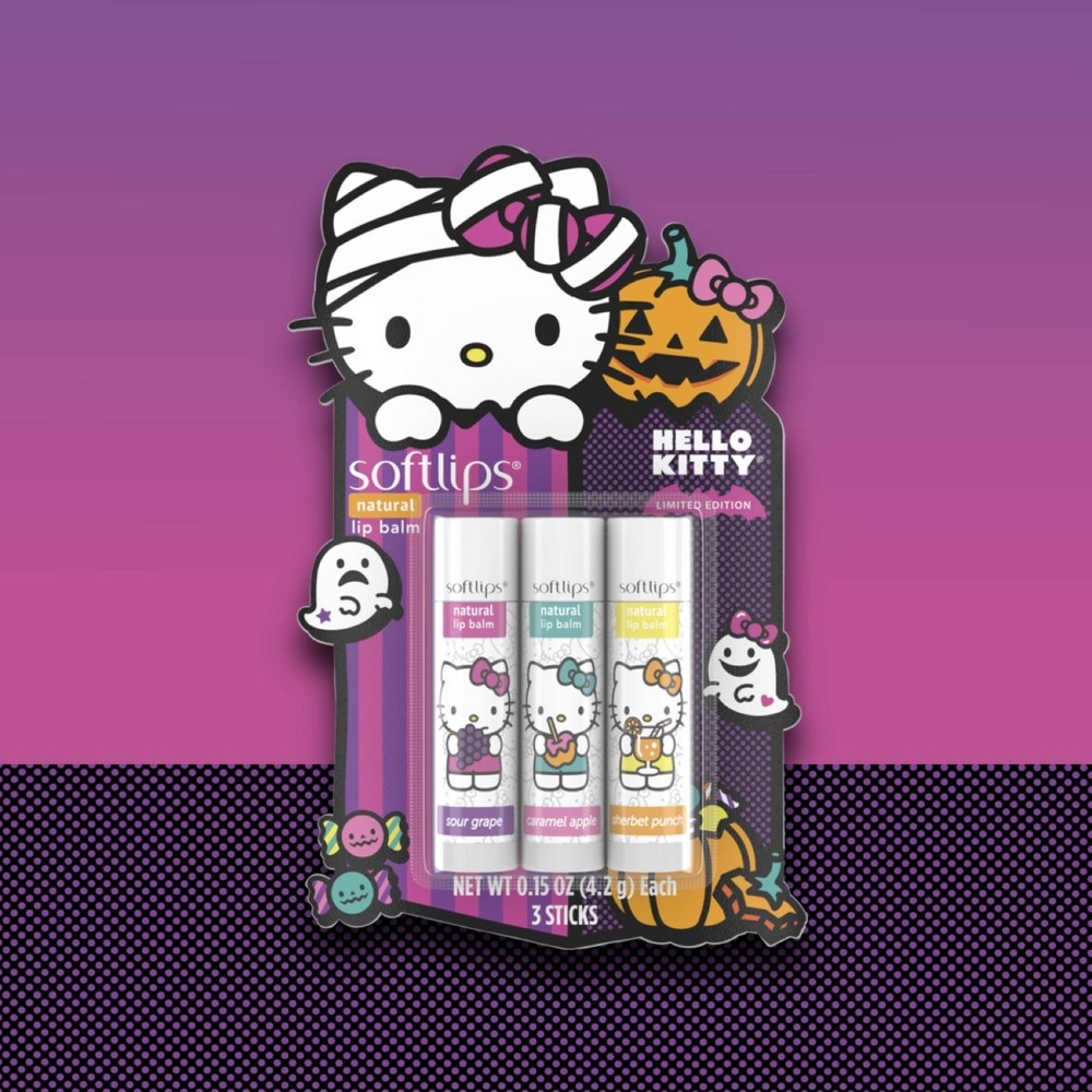 slide 2 of 6, Softlips Halloween Hello Kitty Natural Lip Balm, 3 ct