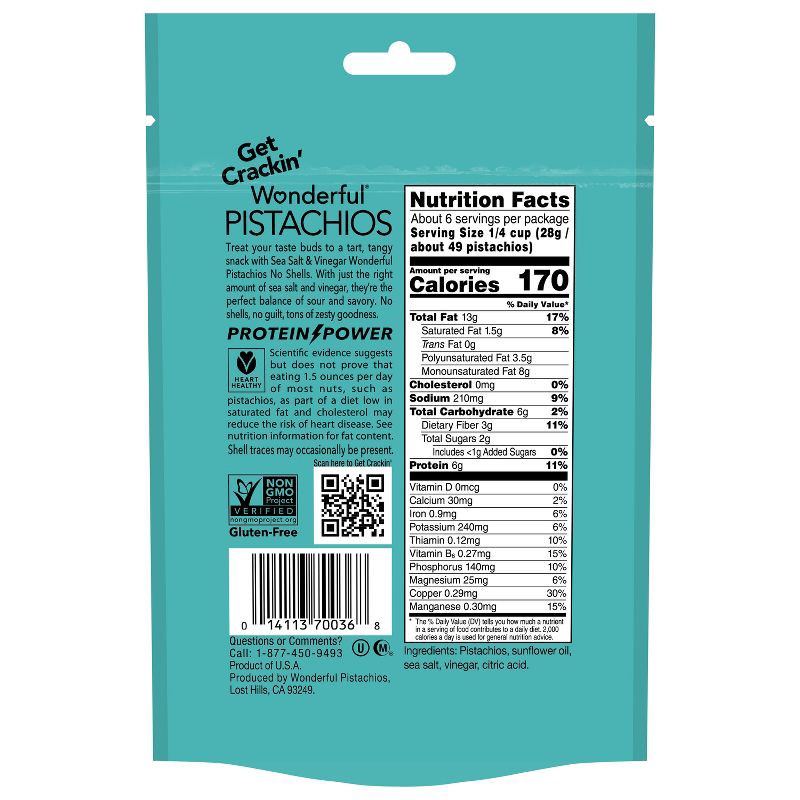 slide 7 of 8, Wonderful Sea Salt & Vinegar No Shell Pistachios - 5.5oz, 5.5 oz