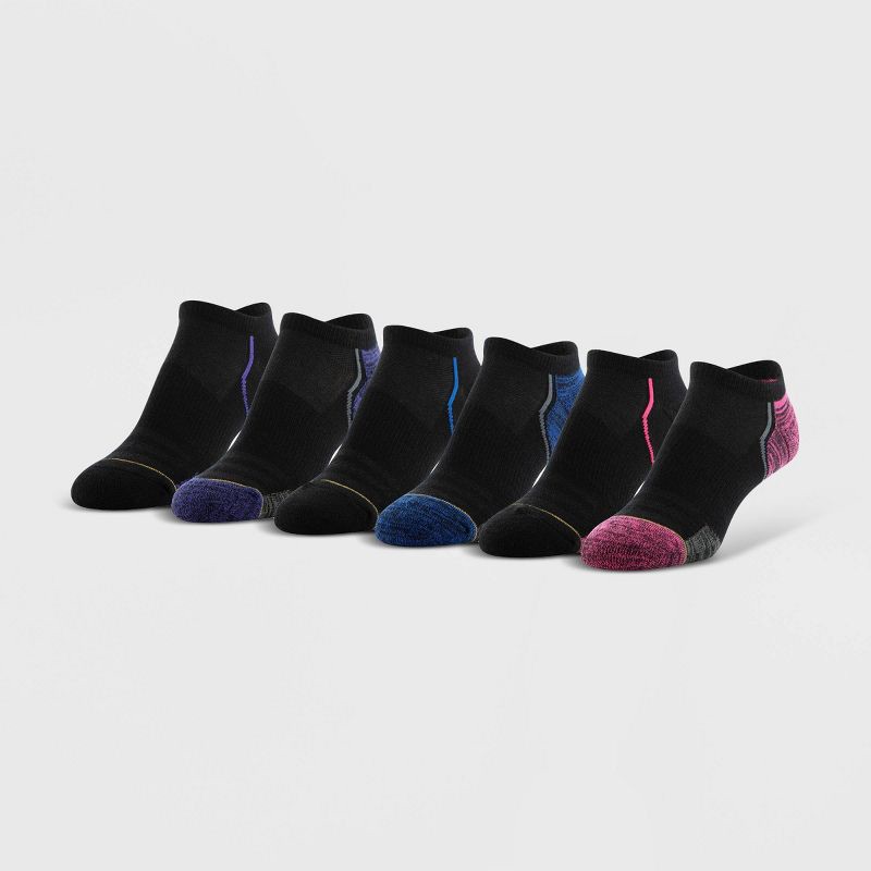 slide 1 of 3, All Pro Women's Aqua FX 6pk No Show Socks - Black 4-10: Arch Support, Moisture Wicking, Quick Drying, 6 ct