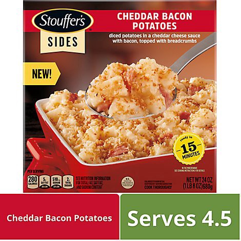 slide 1 of 1, Stouffers Cheddar Baked Potatoes Sides Frozen Entree 24 Oz Box - 24 OZ, 24 oz