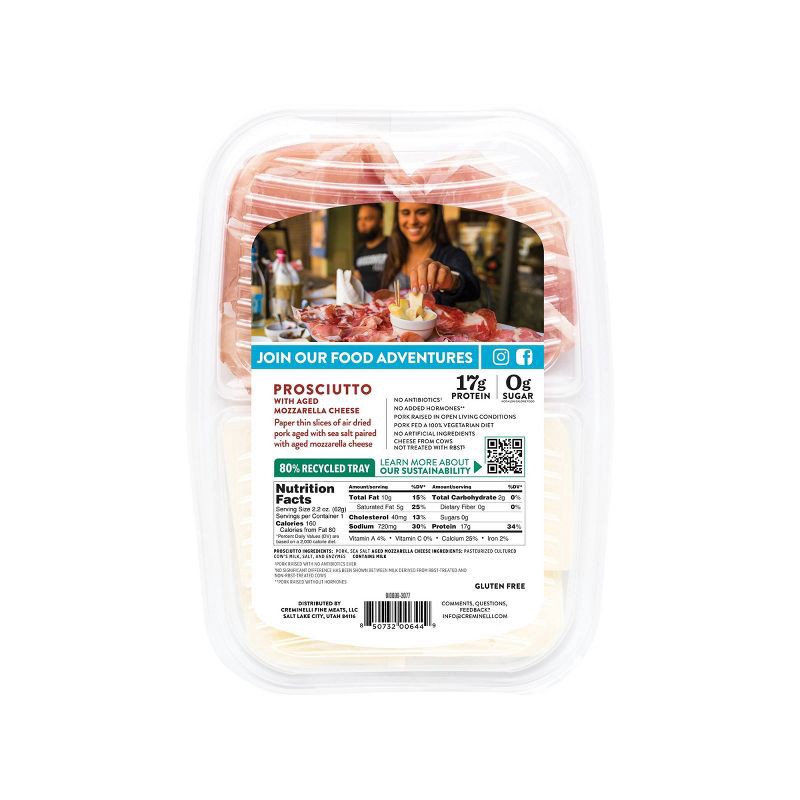 slide 2 of 2, Creminelli Fine Meats Creminelli Sliced Prosciutto & Mozzarella - 2.2oz, 2.2 oz