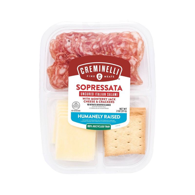 slide 1 of 2, Creminelli Fine Meats Creminelli Sliced Sopressata & Monterey Jack with Crackers - 2oz, 2 oz