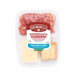 Creminelli Fine Meats Creminelli Sliced Sopressata & Monterey Jack with Crackers - 2oz: No Added Antibiotics, Tree Nut Free, Soy-Free
