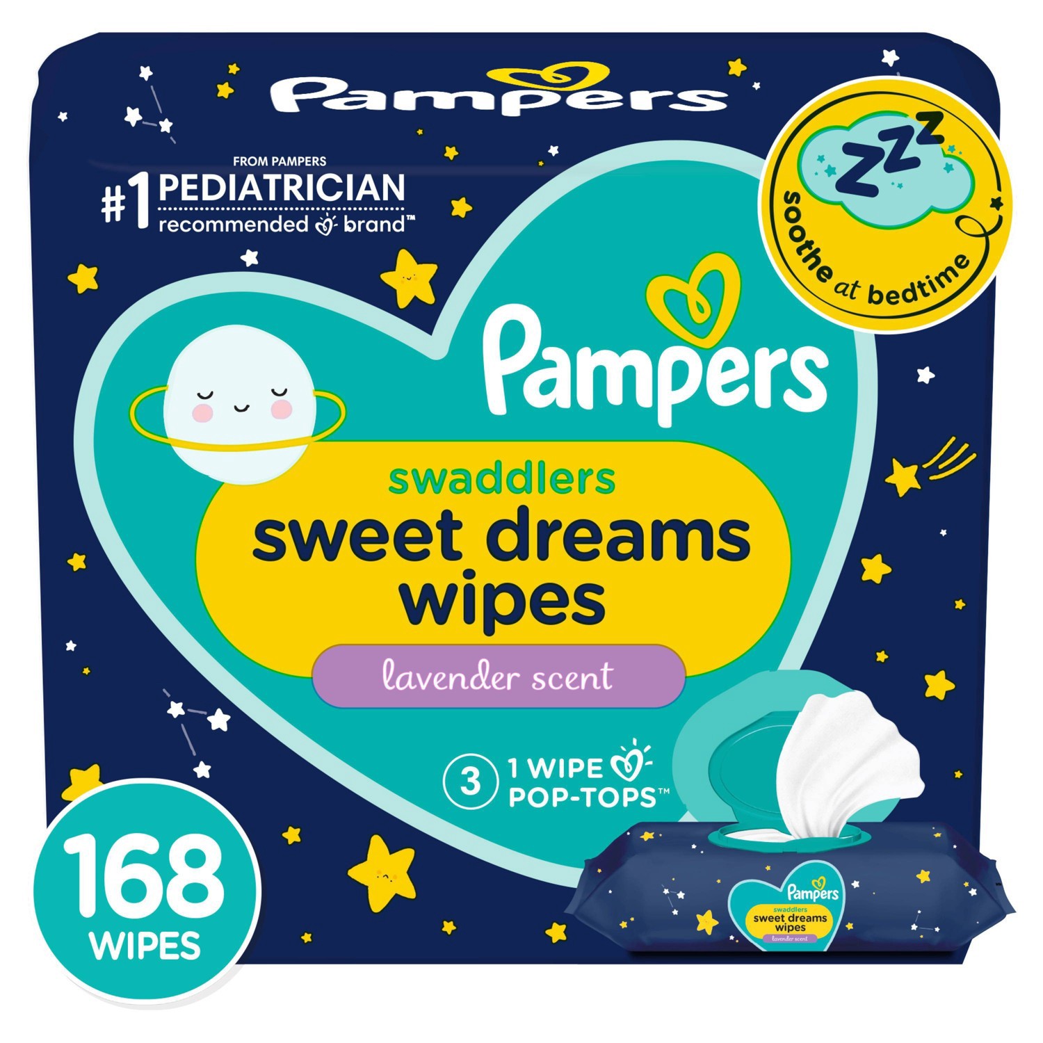slide 1 of 9, Pampers Sweet Dreams Sensitive Baby Wipes 3X FTMT - 168ct, 168 ct