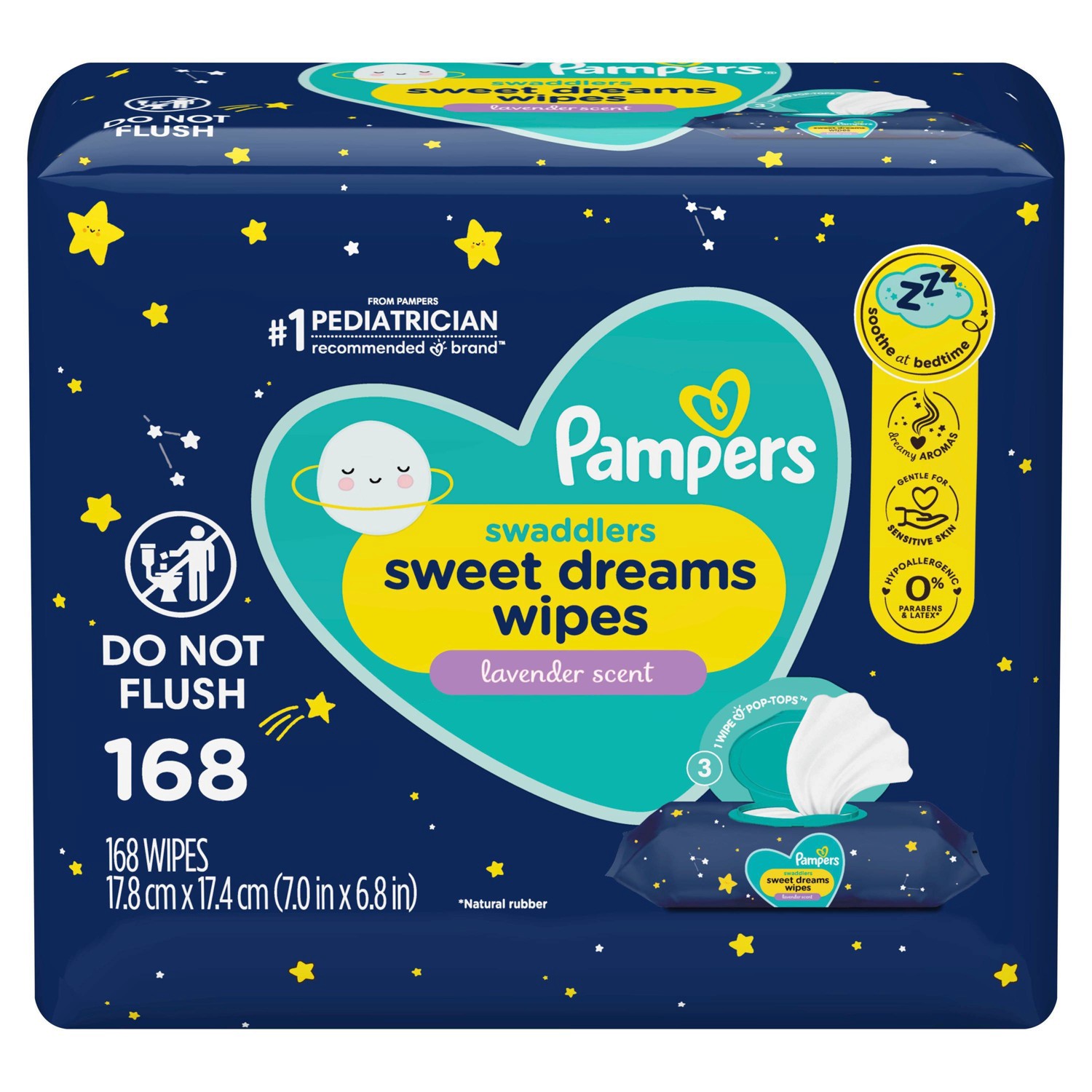 slide 9 of 9, Pampers Sweet Dreams Sensitive Baby Wipes 3X FTMT - 168ct, 168 ct