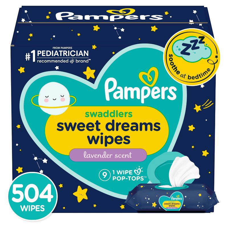 slide 1 of 1, Pampers Sweet Dreams Sensitive Baby Wipes 9X FTMT - 504ct, 504 ct