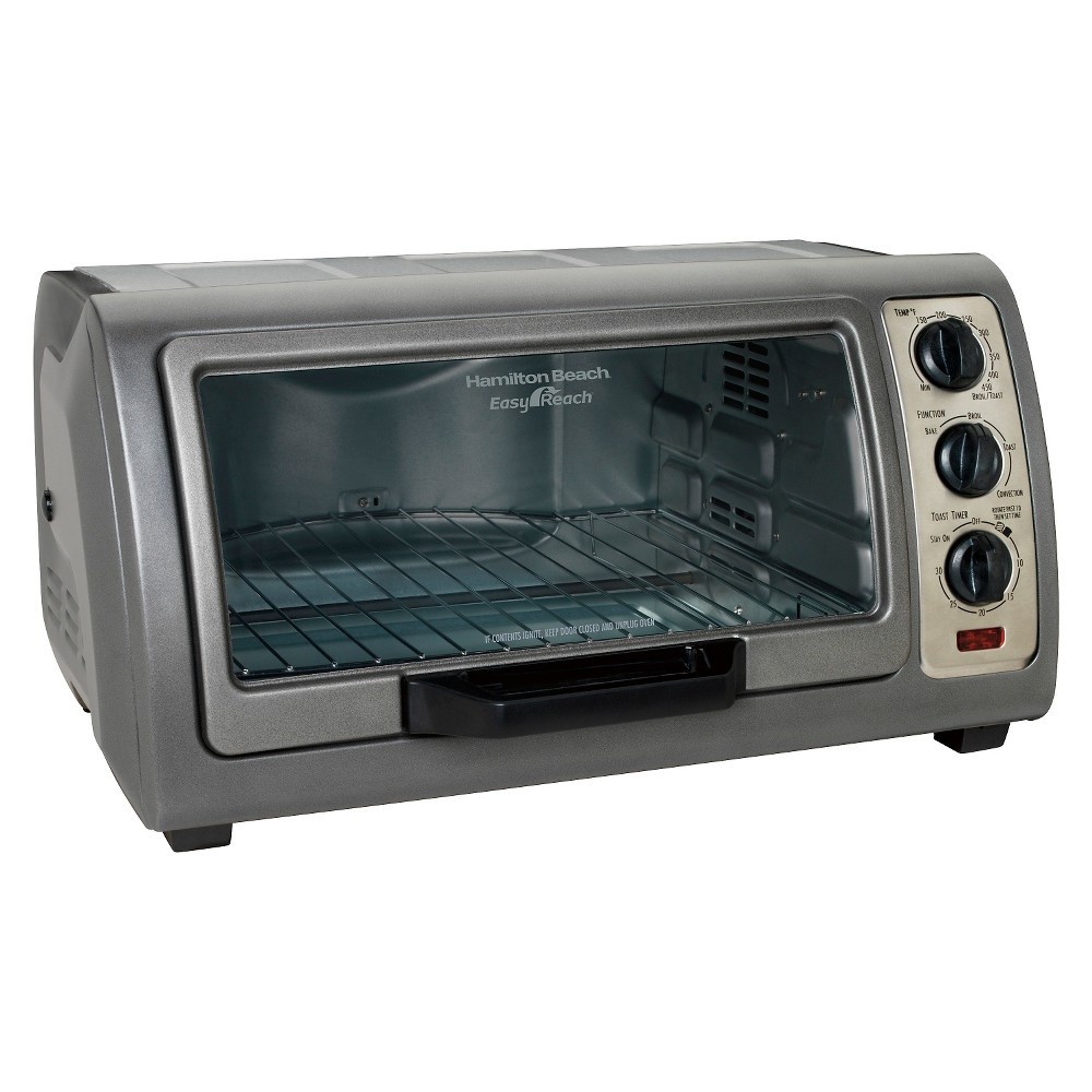 slide 4 of 9, Hamilton Beach 6 Slice Easy Reach Toaster Oven With Convection - Dark Gray 31126, 1 ct