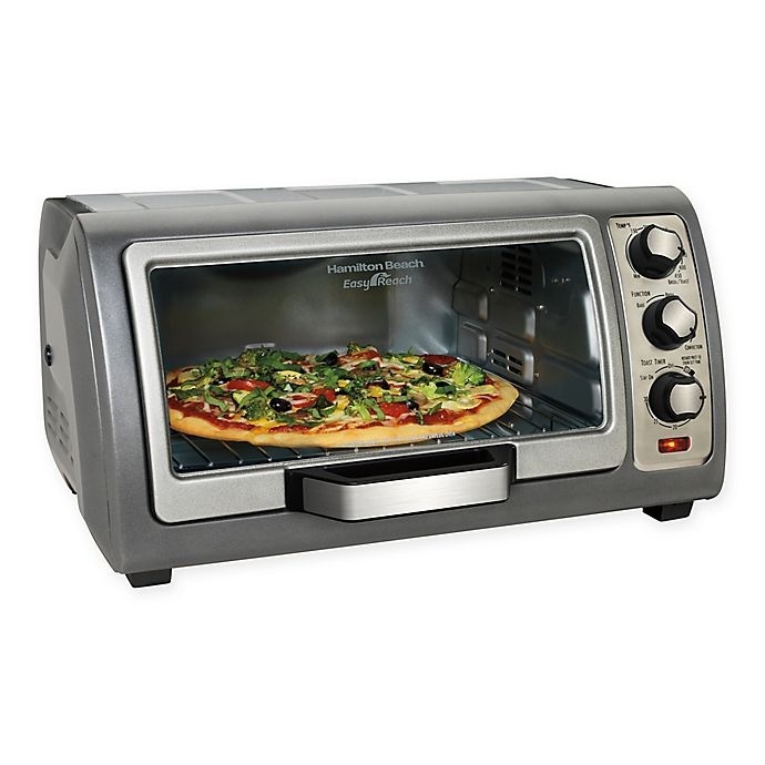 slide 1 of 9, Hamilton Beach 6 Slice Easy Reach Toaster Oven With Convection - Dark Gray 31126, 1 ct