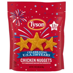 Tyson Chicken Nuggets, Celebrating USA 250 Years, Fully Cooked Frozen Appetizers, 27 oz