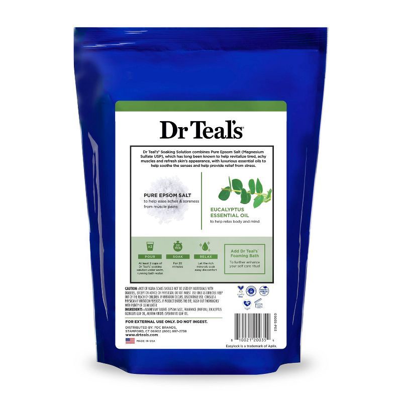 slide 4 of 4, Dr Teal's Epsom Salt Magnesium Soak - Relax & Relief with Eucalyptus & Spearmint - 7 lbs, 7 lb