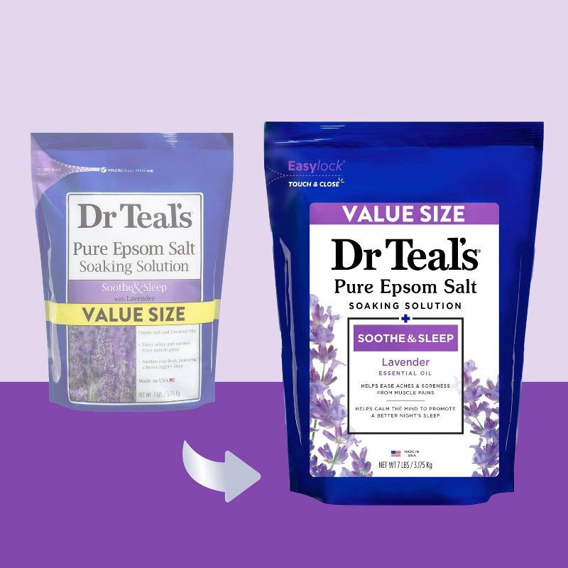 slide 2 of 4, Dr Teal's Epsom Salt Magnesium Soak - Soothe & Sleep with Lavender - 7 lbs, 7 lb