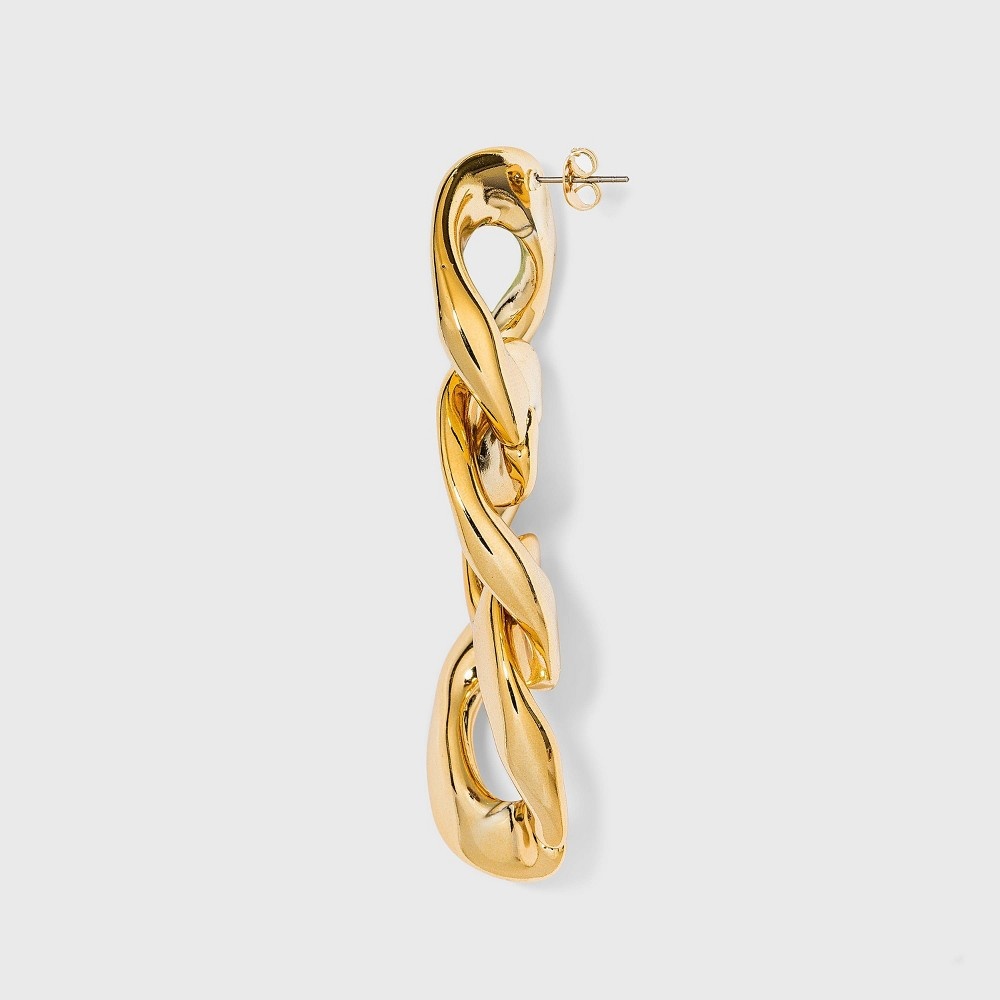 slide 2 of 2, Large Link Drop Hoop Earrings - A New Day Gold, 1 ct