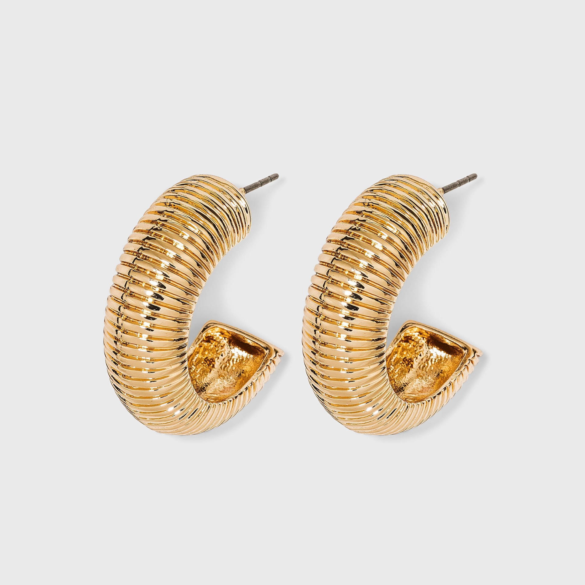 slide 1 of 2, Chubby Textured Hoop Earrings - A New Day Gold, 1 ct