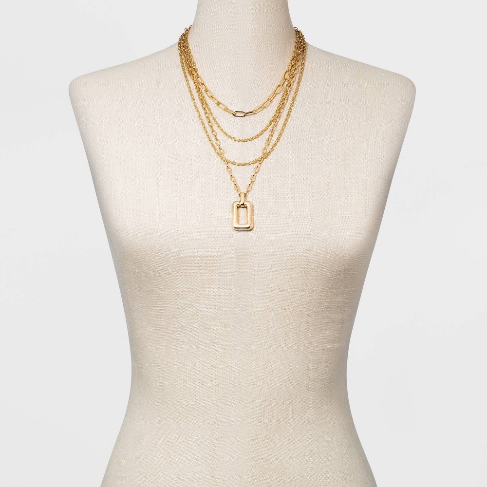 slide 2 of 3, Multi Chain Layered Medallion Multi-Strand Necklace - A New Day Gold, 1 ct