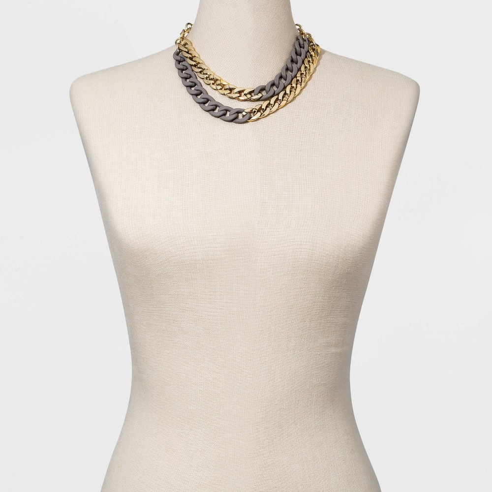 slide 2 of 3, Matte Link Chain Multi-Strand Necklace - A New Day Gold, 1 ct