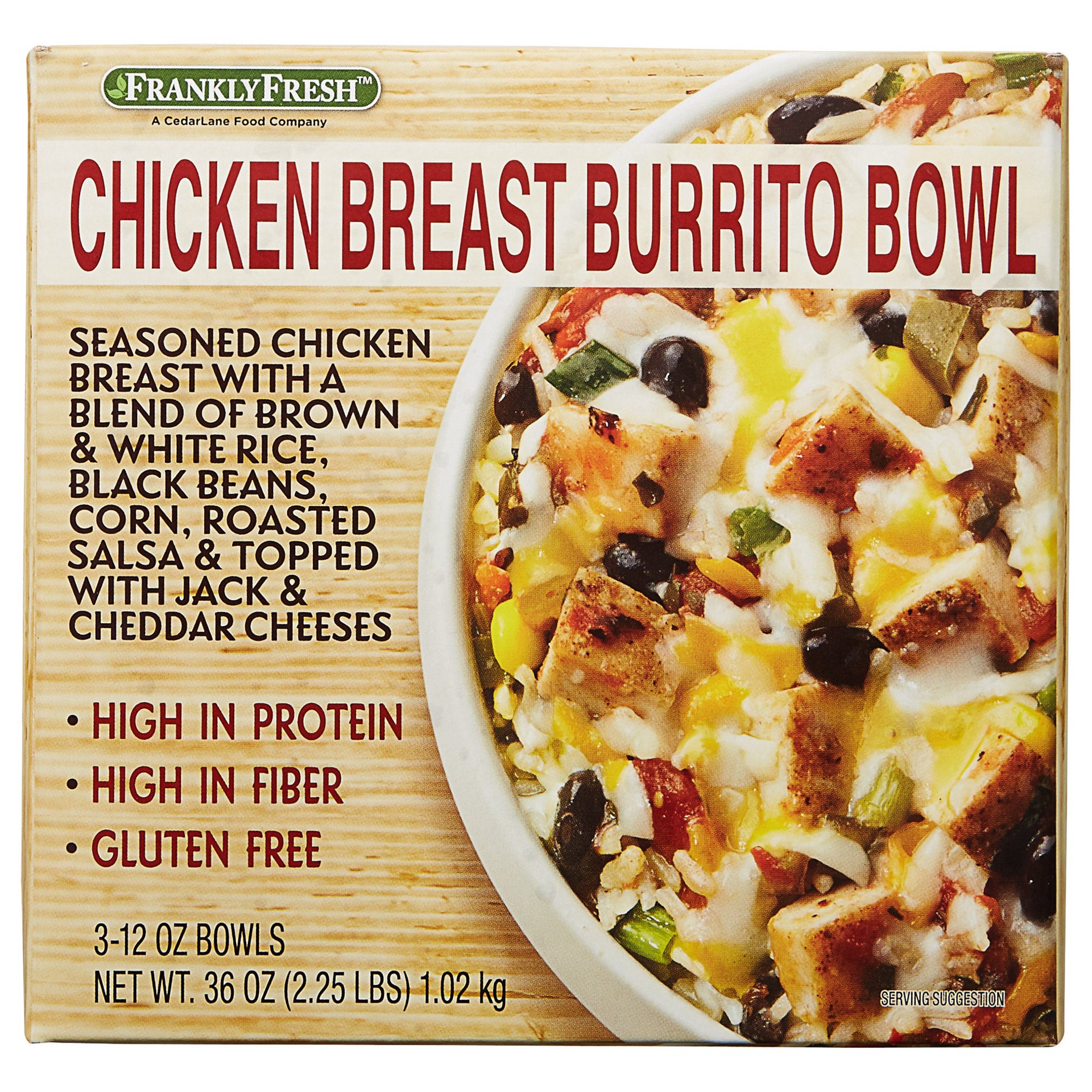 slide 1 of 1, Cedarlane Natural Foods Frankly Fresh Chicken Breast Burrito Bowl, 12 oz, 3 count, 