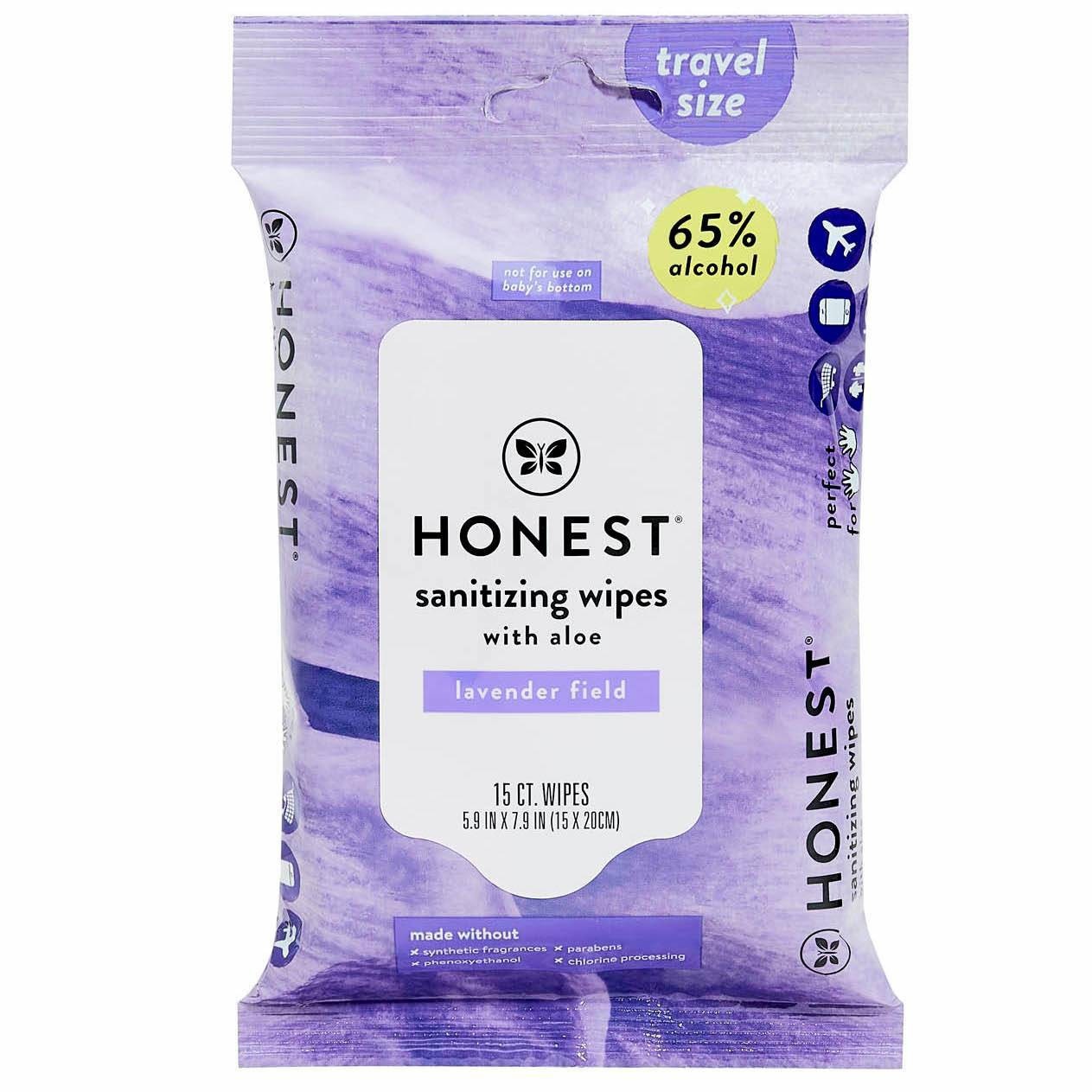 The Honest Company Alcohol Hand Sanitizing Wipes Lavender Field 15 ct