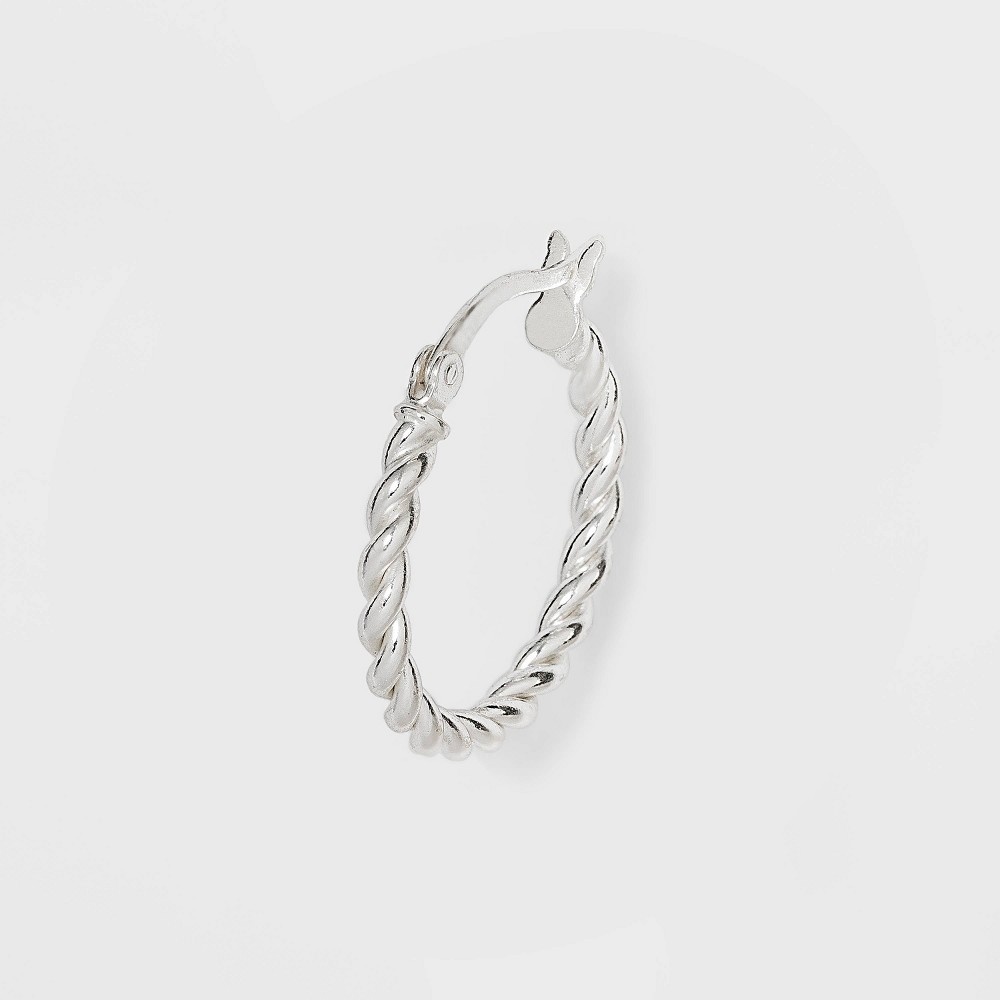 slide 2 of 2, Sterling Silver Twist Hoop Earrings - A New Day Silver, 1 ct