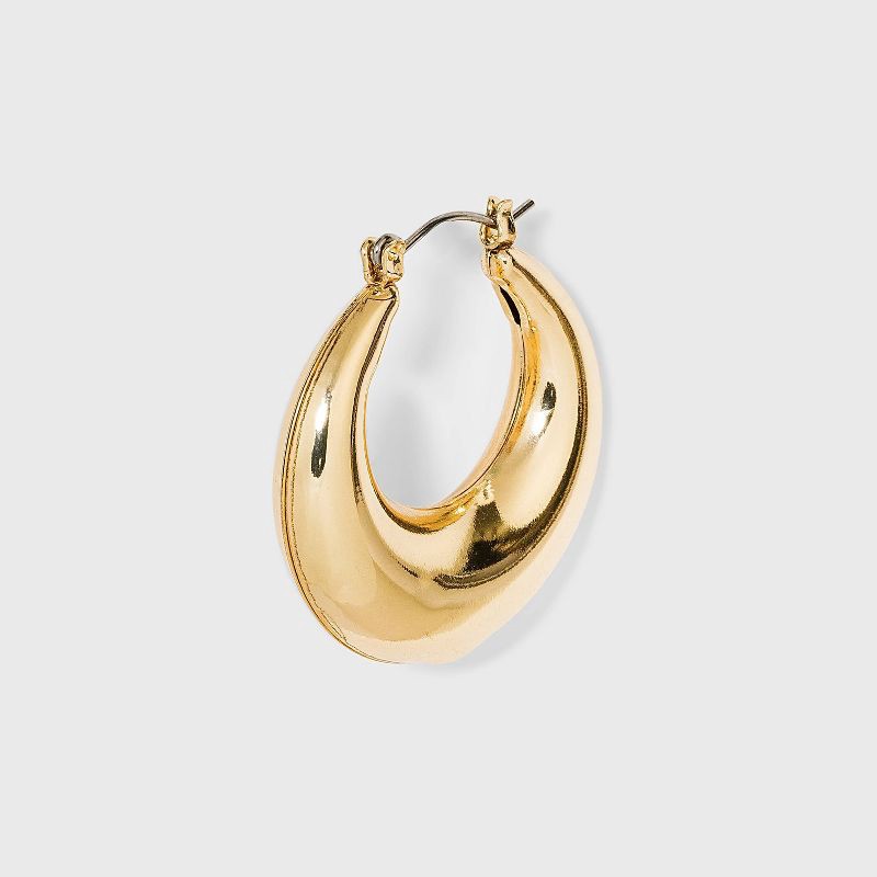slide 3 of 3, Thick Metal Hoop Earrings - A New Day™ Gold: Nickel-Free, Hinge Closure, 1.5" Length, 1 ct