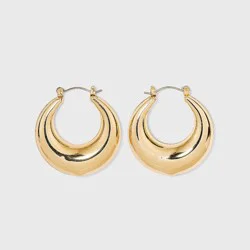 Thick Metal Hoop Earrings - A New Day™ Gold: Nickel-Free, Hinge Closure, 1.5" Length