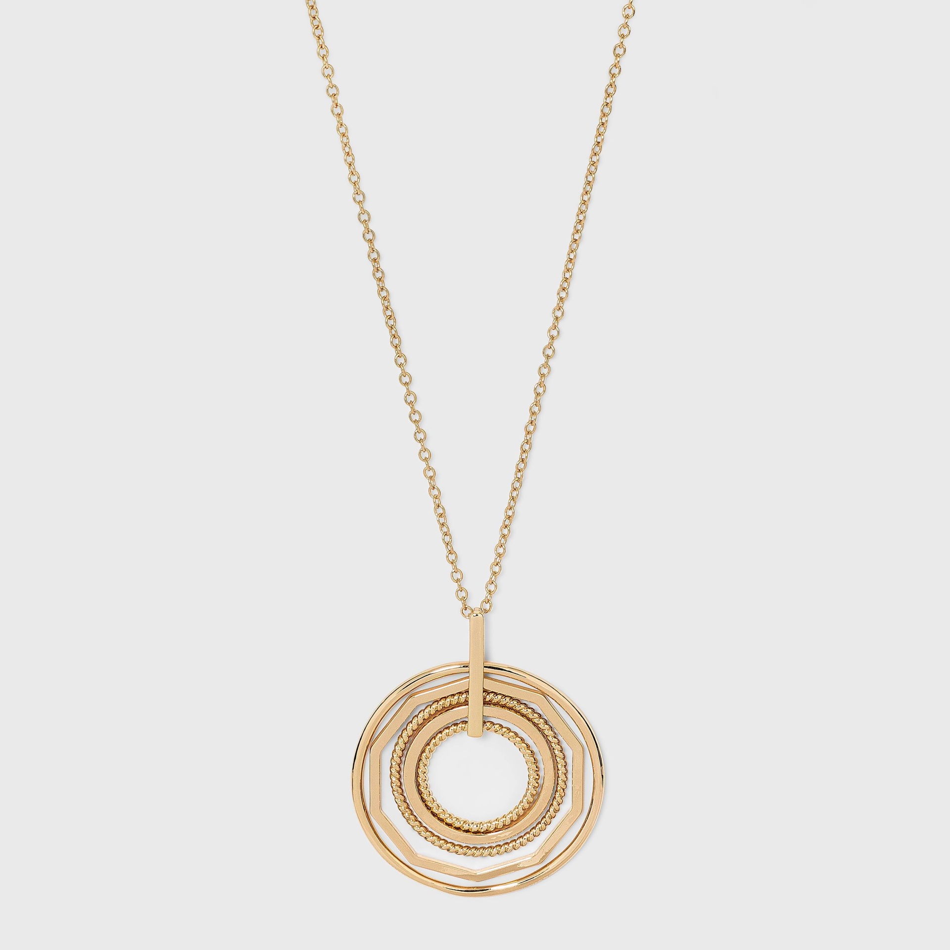 slide 1 of 3, Multi Ring Pendant Statement Necklace - A New Day Gold, 1 ct