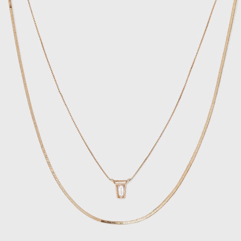 slide 1 of 3, Delicate Layered Necklace - A New Day™ Gold: Nickel-Free, Lobster Claw Clasp, 3-Inch Extender, 1 ct