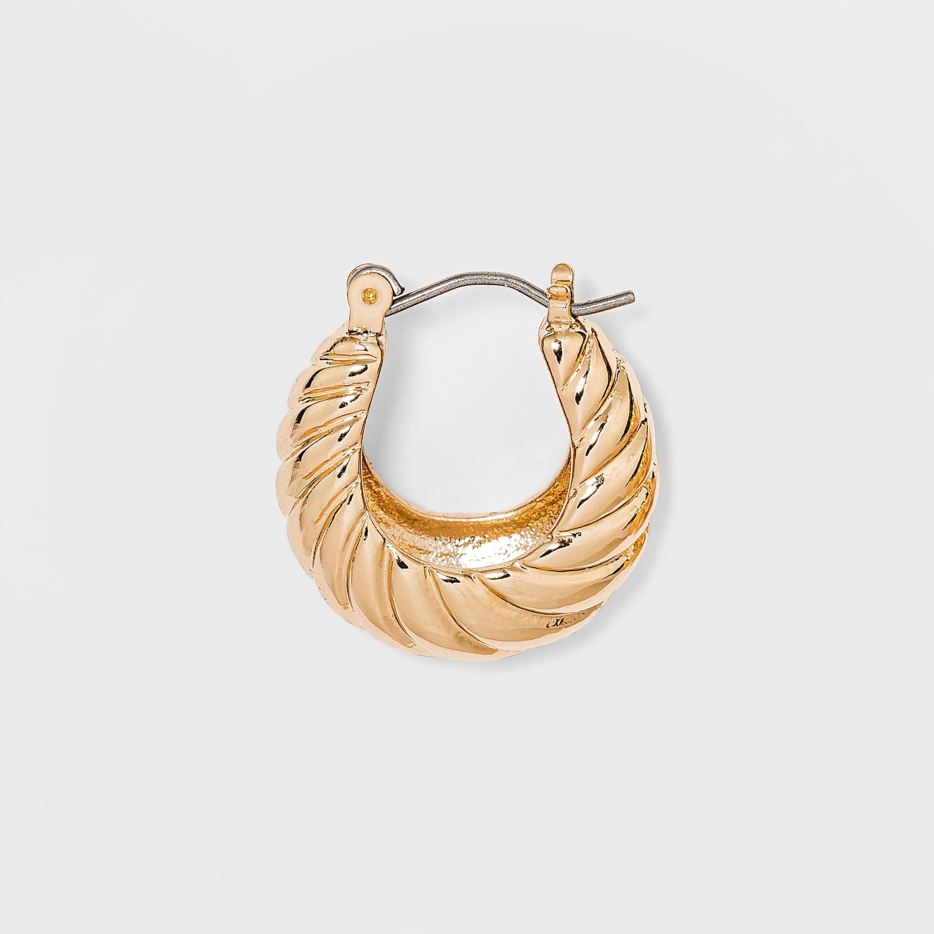 slide 1 of 3, Textured Huggie Hoop Earrings - A New Day Gold, 1 ct