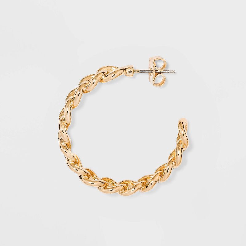 slide 3 of 3, Frozen Chain Hoop Earrings - A New Day™ Gold, 1 ct