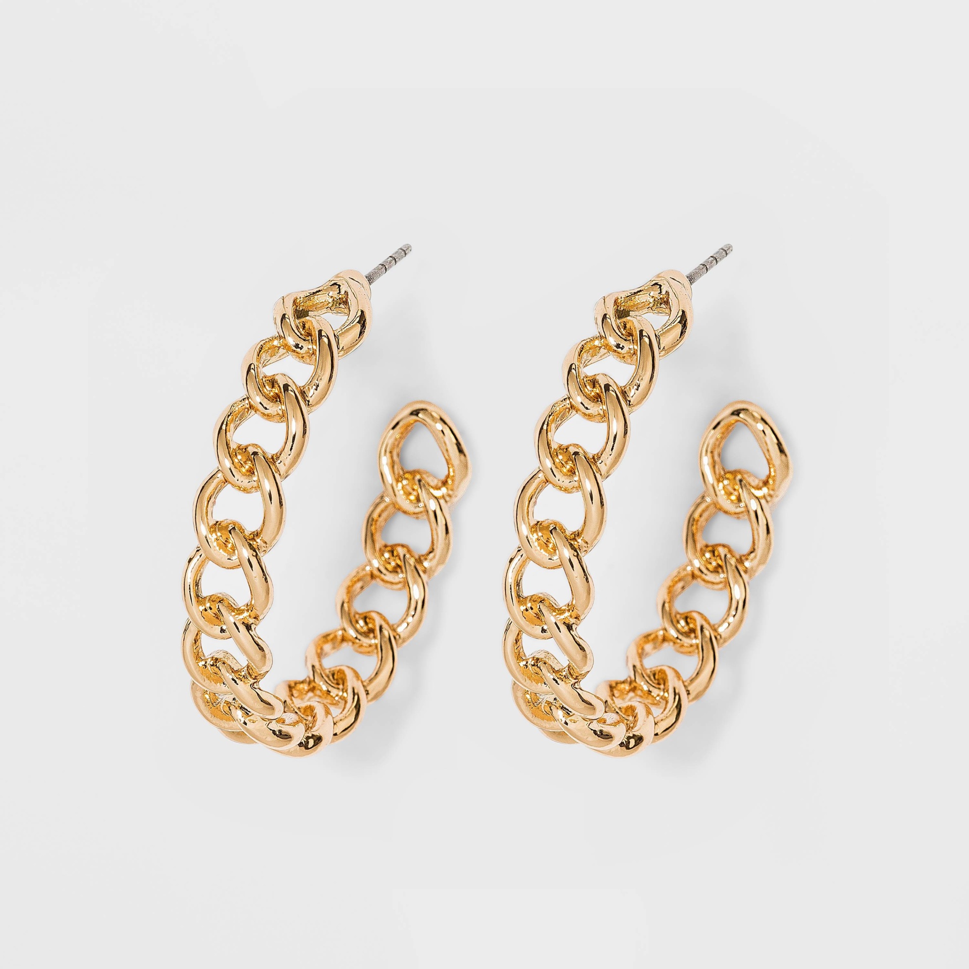 slide 1 of 5, Frozen Chain Hoop Earrings - A New Day Gold, 1 ct
