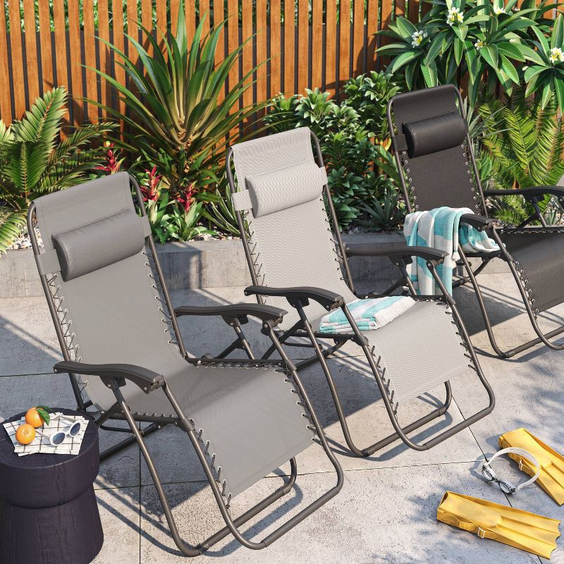 slide 2 of 7, Zero Gravity Outdoor Portable Folding Lounge Chair Black - Room Essentials™, 1 ct