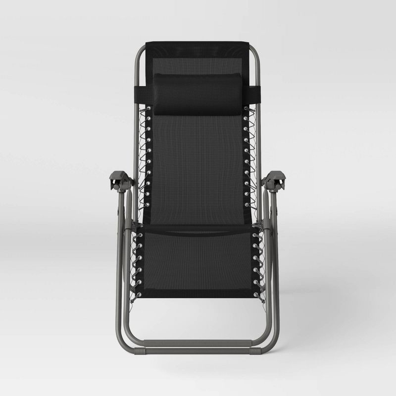 slide 4 of 7, Zero Gravity Outdoor Portable Folding Lounge Chair Black - Room Essentials™, 1 ct