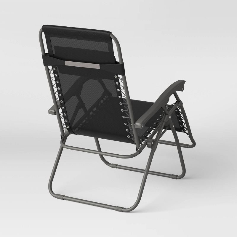 slide 5 of 7, Zero Gravity Outdoor Portable Folding Lounge Chair Black - Room Essentials™, 1 ct