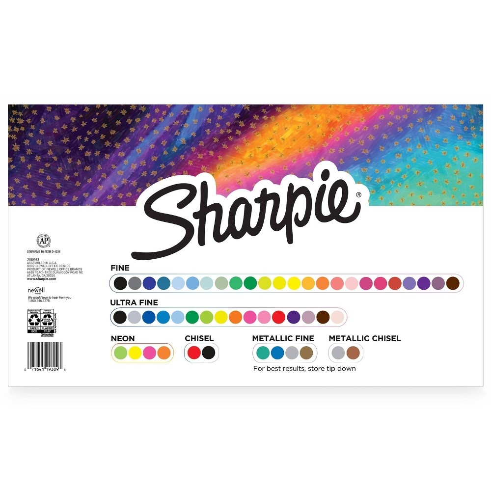 slide 5 of 6, Sharpie Permanent Markers Assorted Tip Sizes Multicolored, 52 ct