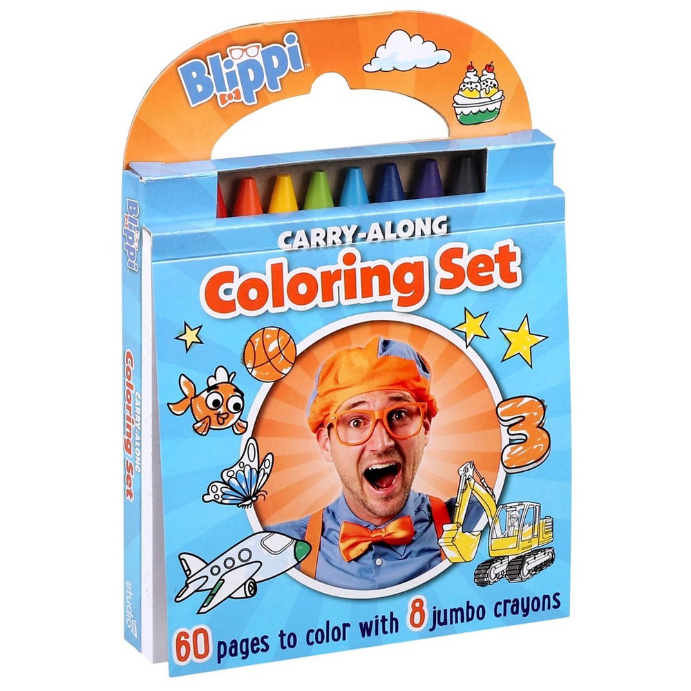 Readerlink Blippi: Carry Along Coloring Set with 60 Pages and 8 Chunky ...