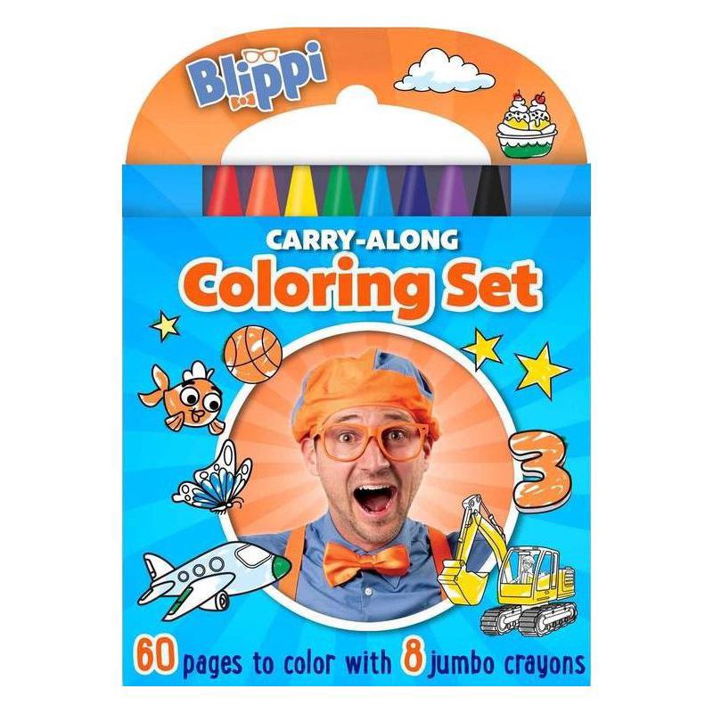 slide 1 of 1, Readerlink Blippi: Carry Along Coloring Set with 60 Pages and 8 Chunky Crayons (Board Book), 1 ct