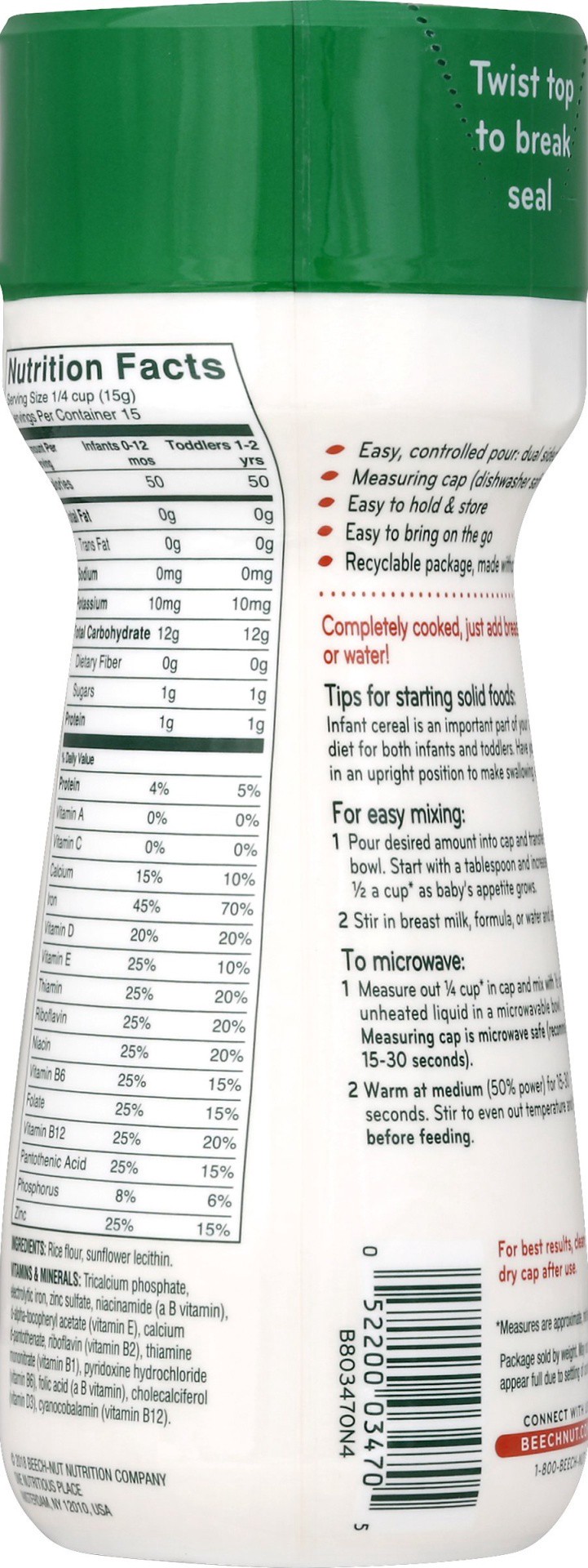 slide 4 of 7, Beech-Nut Complete Rice Cereal, 8 oz