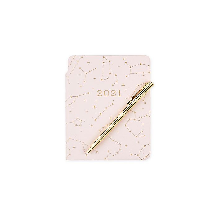 slide 2 of 2, Eccolo Pink Constellations 2021 Faux Leather Agenda with Pen, 1 ct