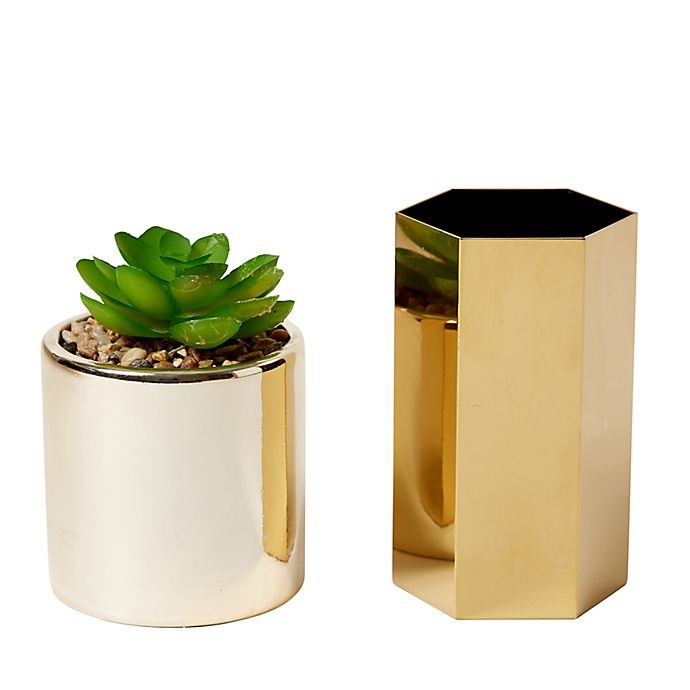 slide 2 of 3, Eccolo Gold Metal Pencil Cup and Planter Set, 1 ct