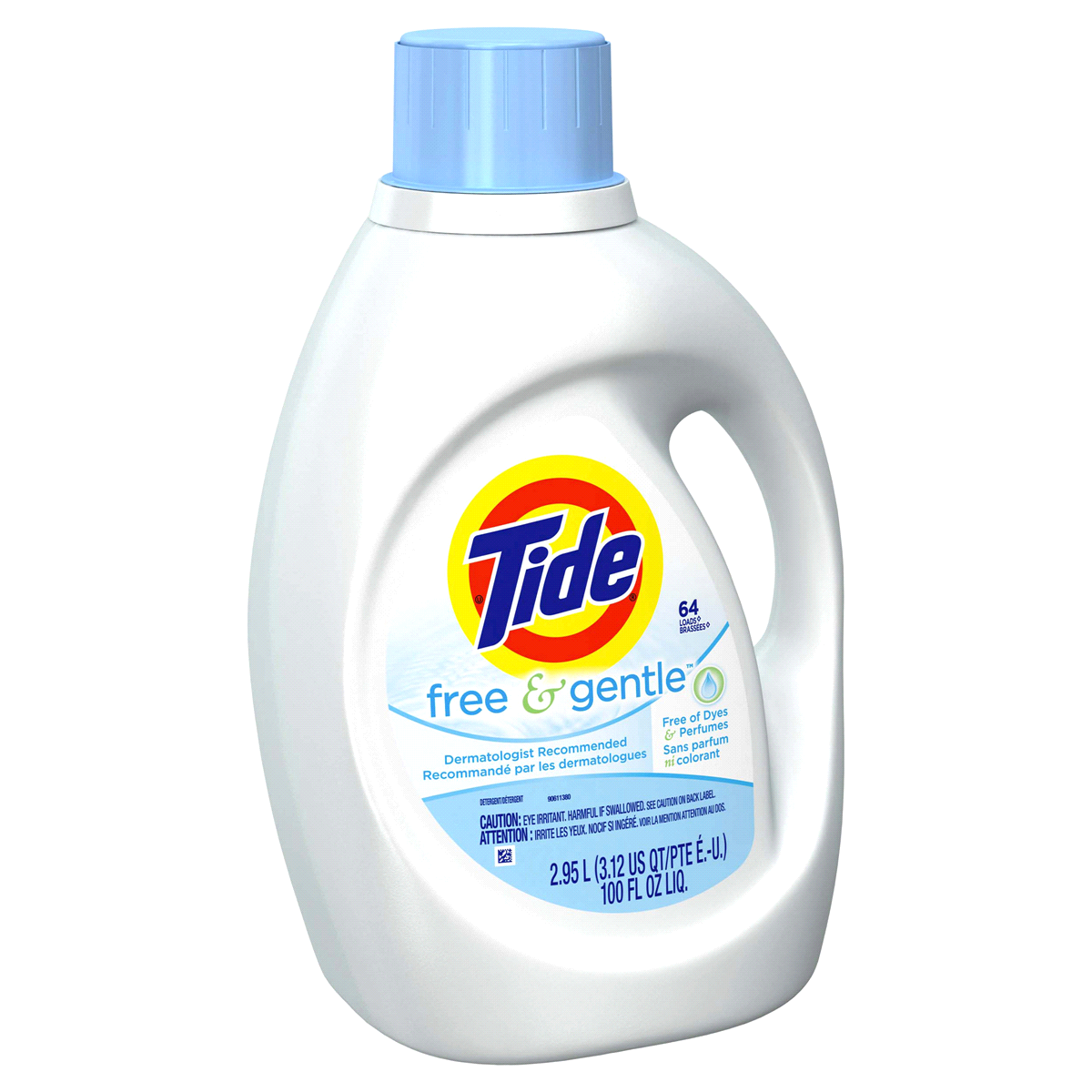 slide 2 of 5, Tide Free & Gentle Liquid Laundry Detergent, 100 fl oz