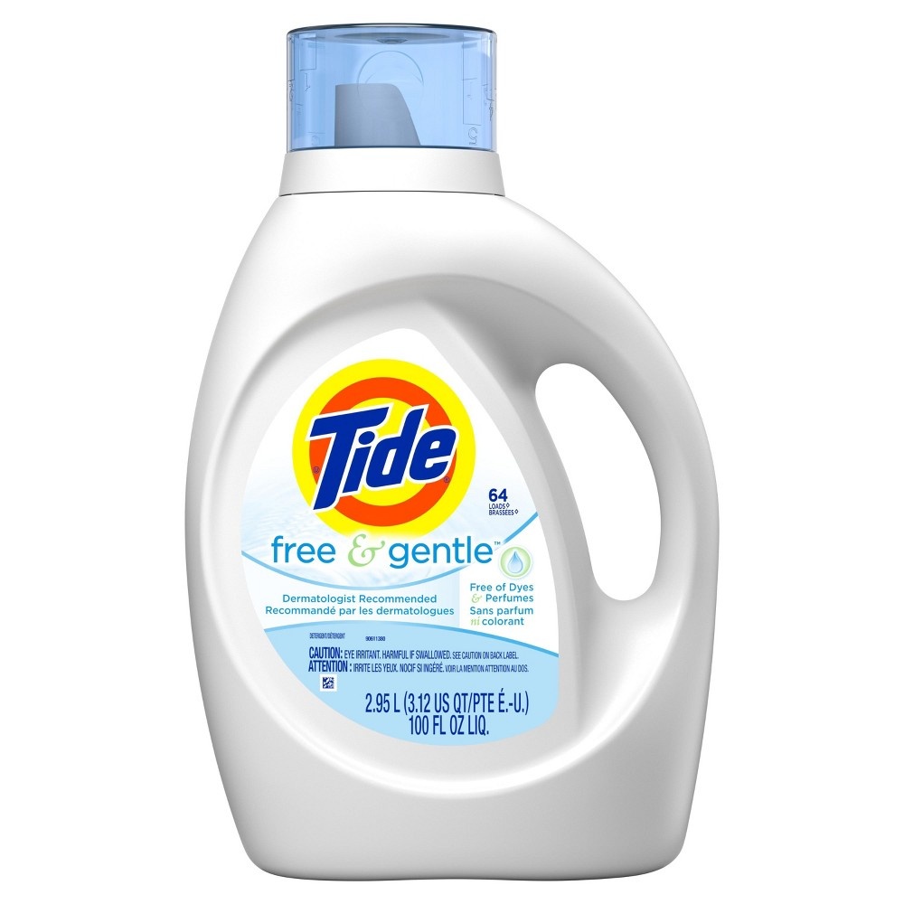 slide 5 of 5, Tide Free & Gentle Liquid Laundry Detergent, 100 fl oz