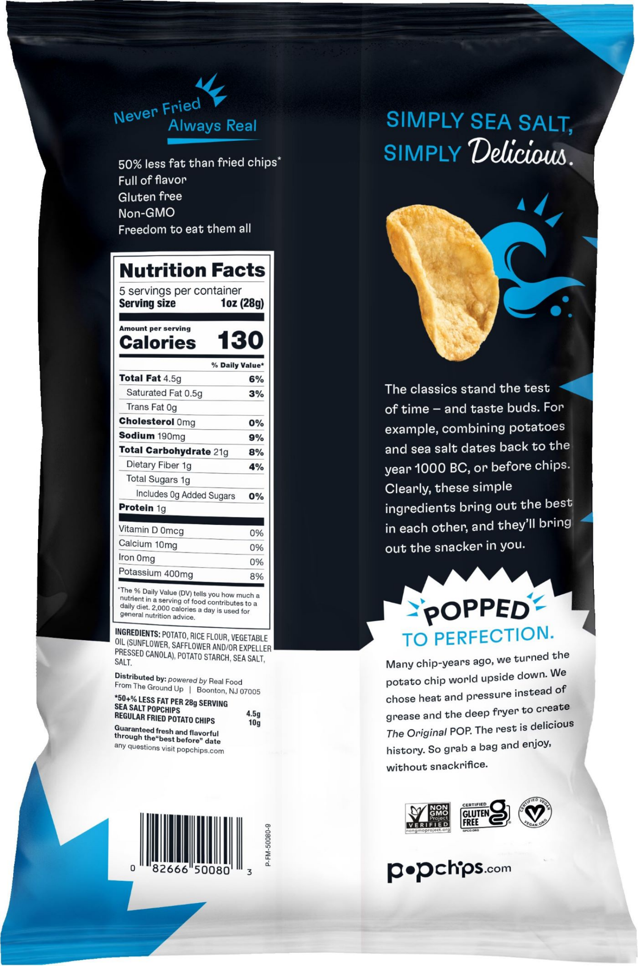 slide 2 of 2, popchips Original Popped Sea Salt Potato Snack 5 oz, 5 oz